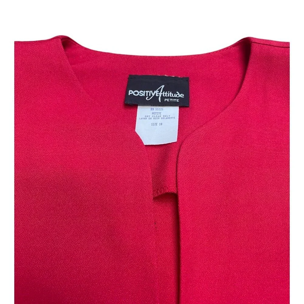 NWT Positive Attitude Petite Red and Black Color Block Two-Piece Dress and Coat - Picture 4 of 10